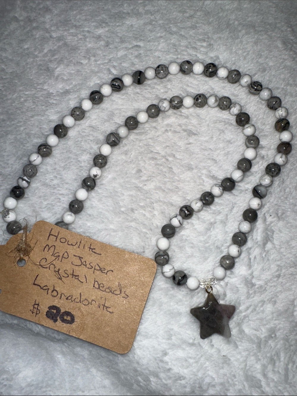 Glacier Star Necklace (Howlite, Map Jasper and Labradorite)
